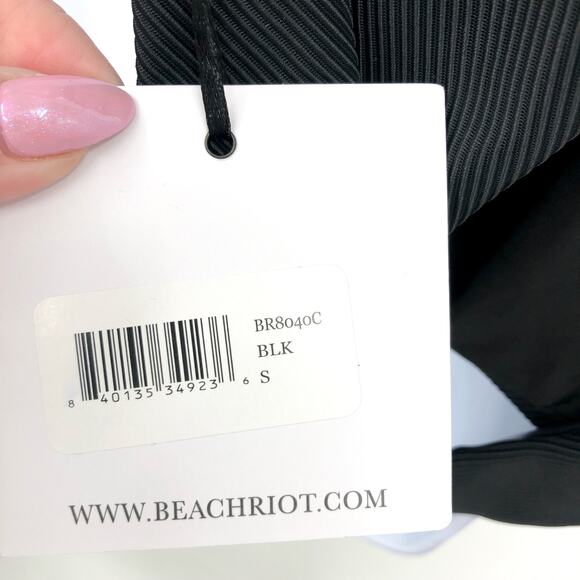 BEACH RIOT Celine One-Piece Swimsuit Small Black Cutout One-Shoulder NWT - Picture 8 of 12